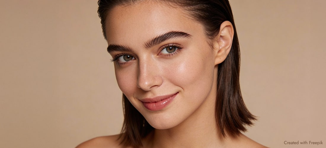 девушка после процедуры долговременной укладки бровей