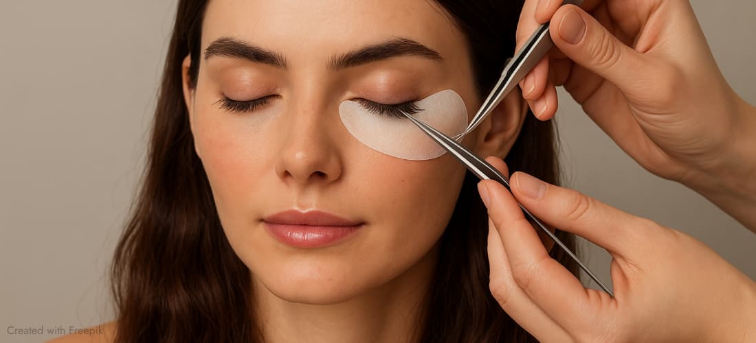 Процесс наращивания ресниц 