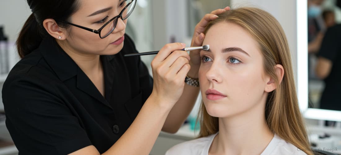 Мастер делает осветление бровей